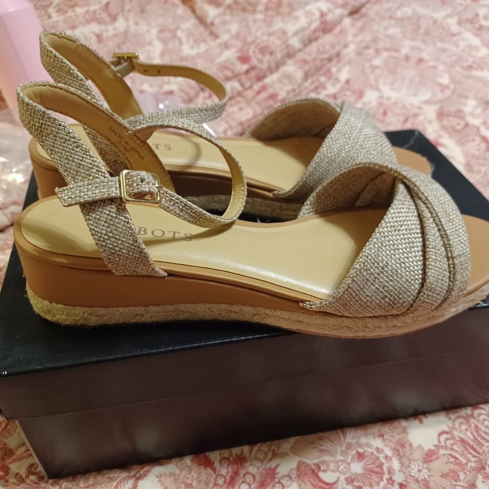 Talbots Khaki Espadrille Pamela Twist Sandals 7.5 New In Box